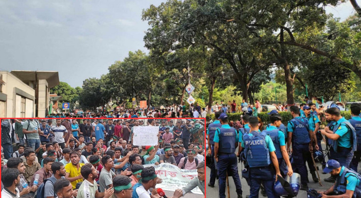 সচিবালয়ের সামনে শিক্ষার্থীদের অবস্থান