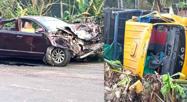 নড়াইলে পিকআপ-প্রাইভেটকার মুখোমুখি সংঘর্ষ, আহত ৬